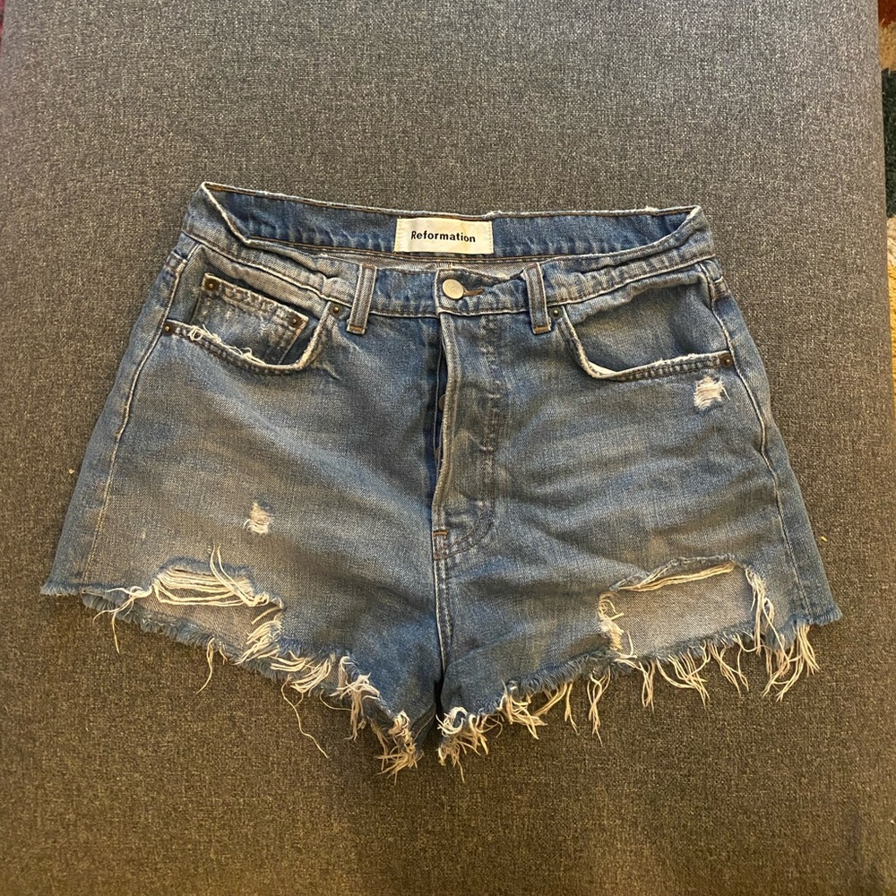 Reformation distressed shorts